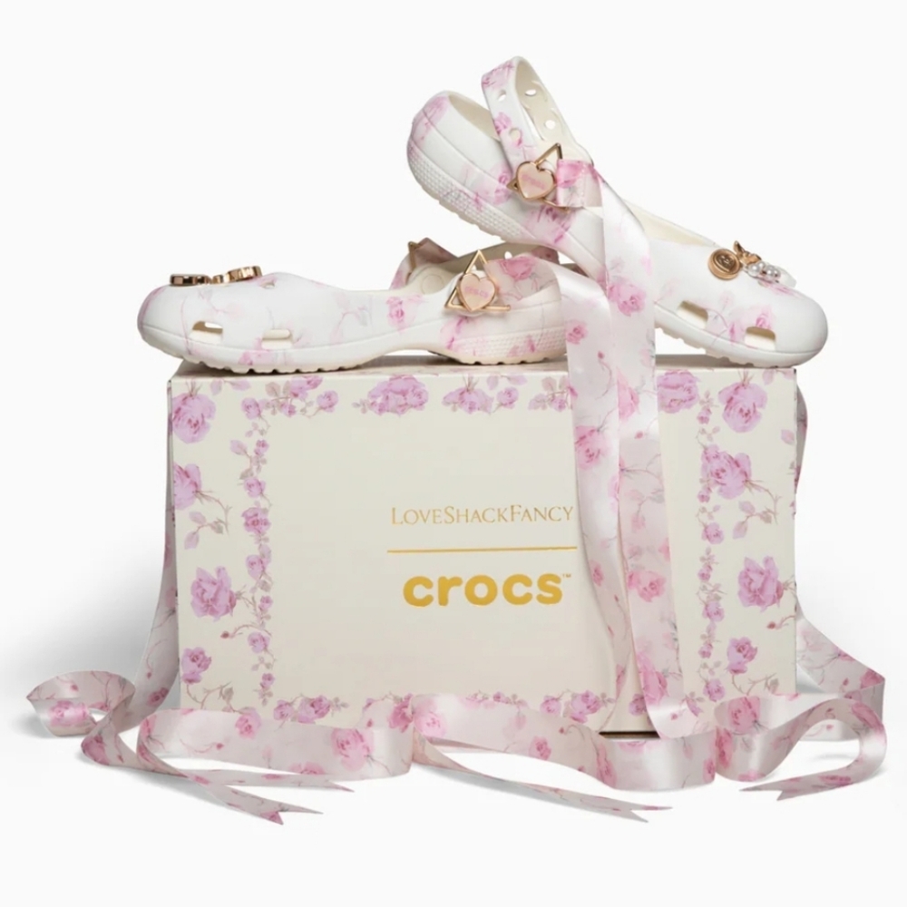 NIB LoveShackFancy X Crocs Classic Ballet Oyster Sz 9
